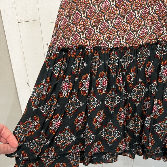 BOHO Mixed Print Rayon Long Sleeve Mini Shirtdress - Picture 14 of 16